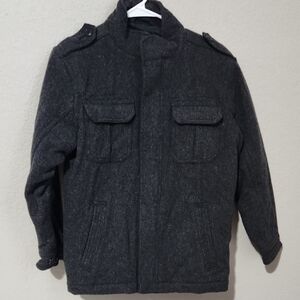 Gap Kids Coat Size XL Gray Lambs Wool Blend Jacket